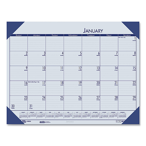House of Doolittle EcoTones Recycled Monthly Desk Pad Calendar, 22 x 17, Ocean Blue Sheets/Corners, Black Binding, 12-Month (Jan-Dec): 2023 (12440)