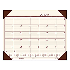 House of Doolittle EcoTones Recycled Monthly Desk Pad Calendar, 22 x 17, Moonlight Cream Sheets, Brown Corners, 12-Month (Jan to Dec): 2023 (12441)