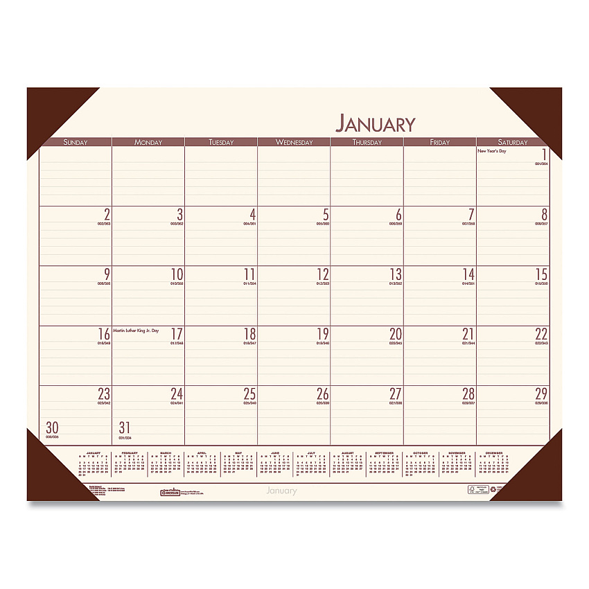 House of Doolittle EcoTones Recycled Monthly Desk Pad Calendar, 22 x 17, Moonlight Cream Sheets, Brown Corners, 12-Month (Jan to Dec): 2023 (12441)