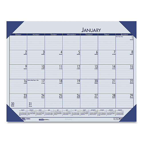 House of Doolittle EcoTones Recycled Monthly Desk Pad Calendar, 18.5 x 13, Ocean Blue Sheets/Corners, Black Binding, 12-Month (Jan to Dec): 2023 (124640)