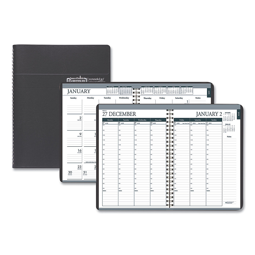 House of Doolittle Recycled Monthly Weekly 7 Day Planner, 8.75 x 6.88, Black Cover, 12-Month (Jan to Dec): 2023 (286802)