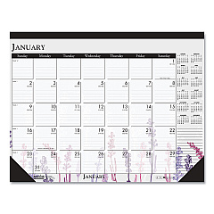 House of Doolittle Recycled Desk Pad Calendar, Wild Flowers Artwork, 18.5 x 13, White Sheets, Black Binding/Corners,12-Month (Jan-Dec): 2023 (1976)