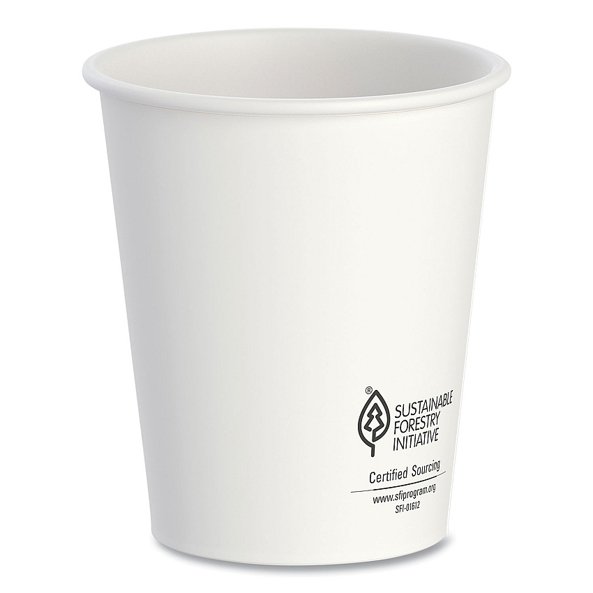 SOLO Thermoguard Insulated Paper Hot Cups, 12 oz, White Sustainable Forest Print, 600/Carton (DWTG12W)