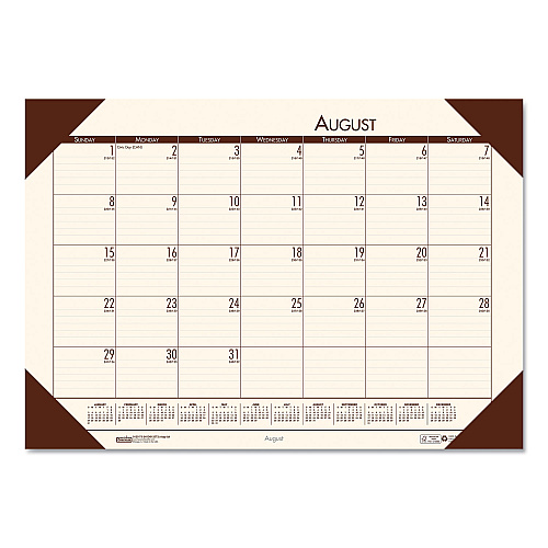 House of Doolittle EcoTones Recycled Academic Desk Pad Calendar, 18.5 x 13, Cream Sheets, Brown Corners, 12-Month (Aug to July): 2022 to 2023 (012541)