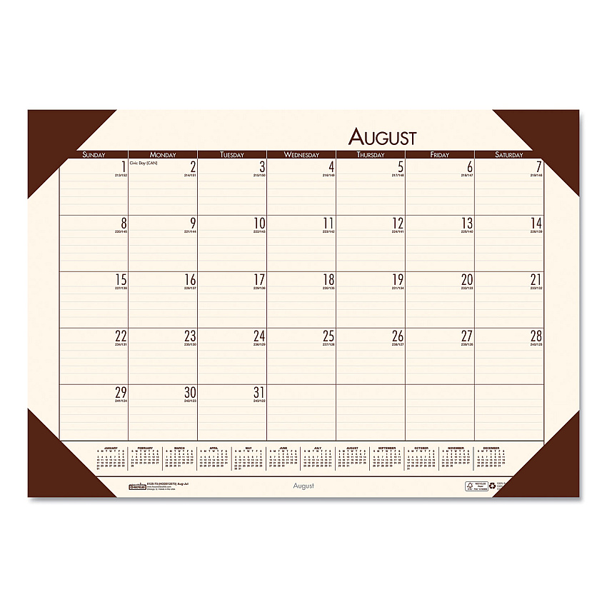 House of Doolittle EcoTones Recycled Academic Desk Pad Calendar, 18.5 x 13, Cream Sheets, Brown Corners, 12-Month (Aug to July): 2022 to 2023 (012541)