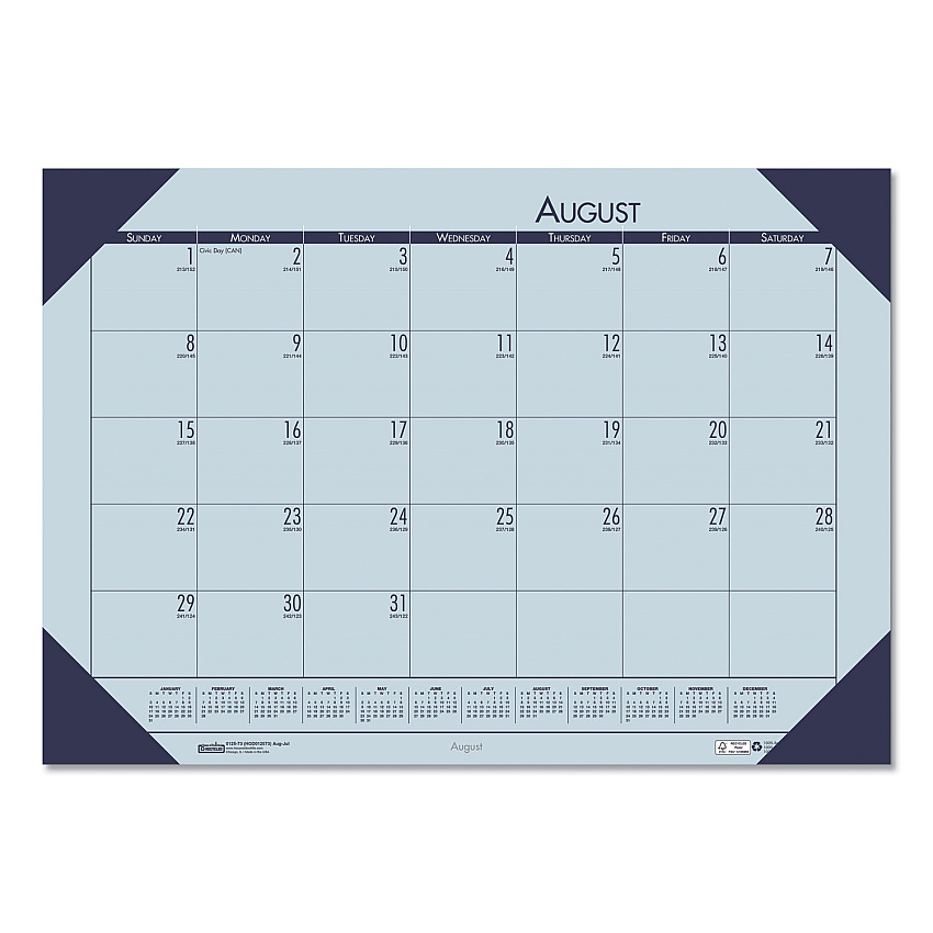 House of Doolittle EcoTones Recycled Academic Desk Pad Calendar, 18.5 x 13, Orchid Sheets, Cordovan Corners, 12-Month (Aug-July): 2022-2023 (012573)