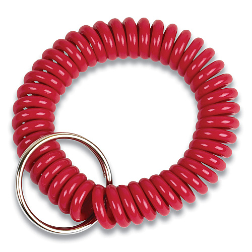 CONTROLTEK Wrist Key Coil Key Organizers, Red, 12/Pack (565123)