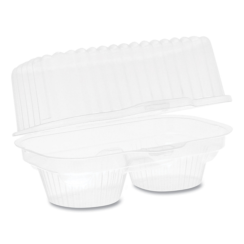 Pactiv Evergreen ClearView Bakery Cupcake Container, 2-Compartment, 6.75 x 4 x 4, Clear, 100/Carton (2002)