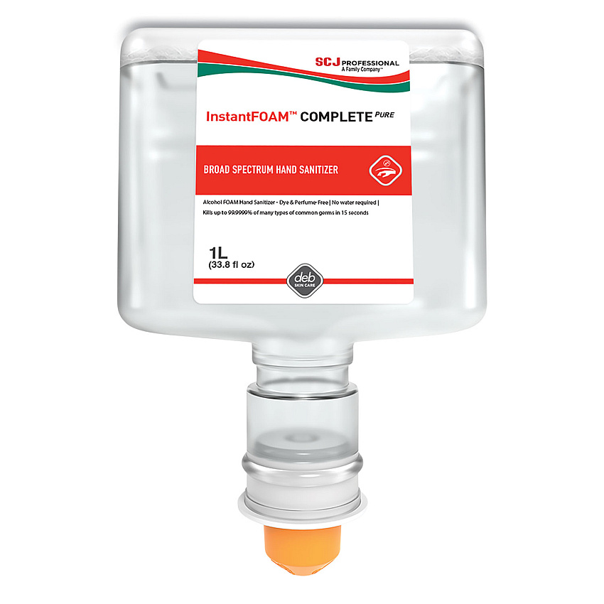 SC Johnson Professional InstantFOAM COMPLETE PURE Alcohol Hand Sanitizer, 1 L Refill, Fragrance-Free, 6/Carton (IFC1TF)