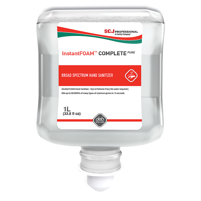 SC Johnson Professional InstantFOAM COMPLETE PURE Alcohol Hand Sanitizer, 1 L Refill, Fragrance-Free, 6/Carton (IFC1L)
