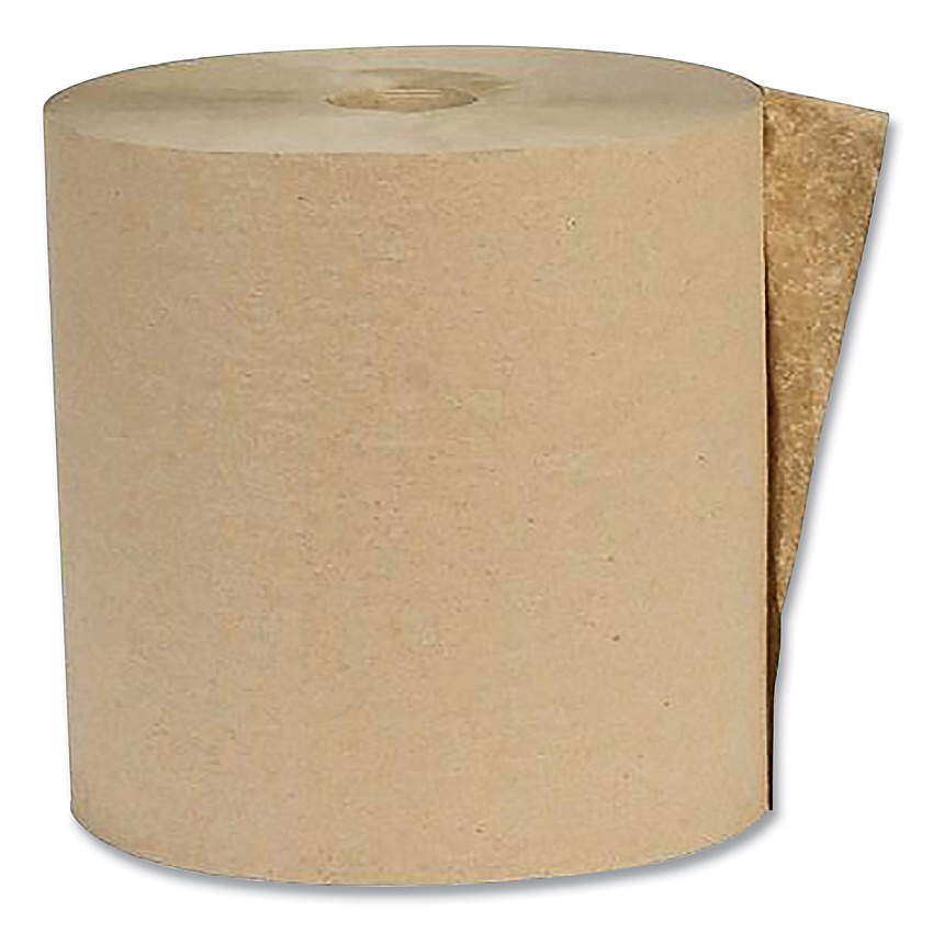 Eco Green Recycled Hardwound Paper Towels, 1-Ply, 1.6 Core, 7.88 x 800 ft, Kraft, 6 Rolls/Carton (APVEK80166)
