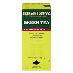 Bigelow Green Tea with Pomegranate, 0.07 oz Tea Bag, 28/Box (RCB10363)