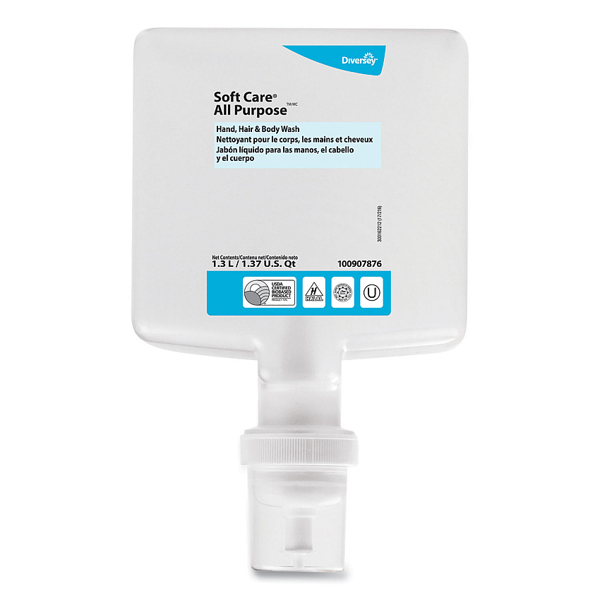 Diversey Soft Care All Purpose Hand, Hair and Body, Lemon Tea Splash, 1.3 L Cartridge, 6/Carton (100907876)