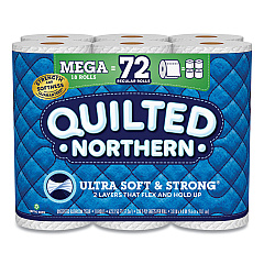 Quilted Northern Ultra Soft and Strong Bathroom Tissue, Mega Rolls, Septic Safe, 2-Ply, White, 328 Sheets/Roll, 18 Rolls/Carton (94475501)