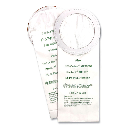 Green Klean Replacement Vacuum Bags, Fits NSS Outlaw/ProTeam QuarterVac/Sandia/Sanitaire, 10/Pack (QVACP)