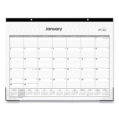 Blue Sky Enterprise Desk Pad, Geometric Artwork, 22 x 17, White/Gray Sheets, Black Binding, Clear Corners, 12-Month (Jan-Dec): 2023 (111294)