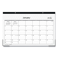 Blue Sky Enterprise Desk Pad, Geometric Artwork, 17 x 11, White/Gray Sheets, Black Binding, Clear Corners, 12-Month (Jan-Dec): 2023 (111293)