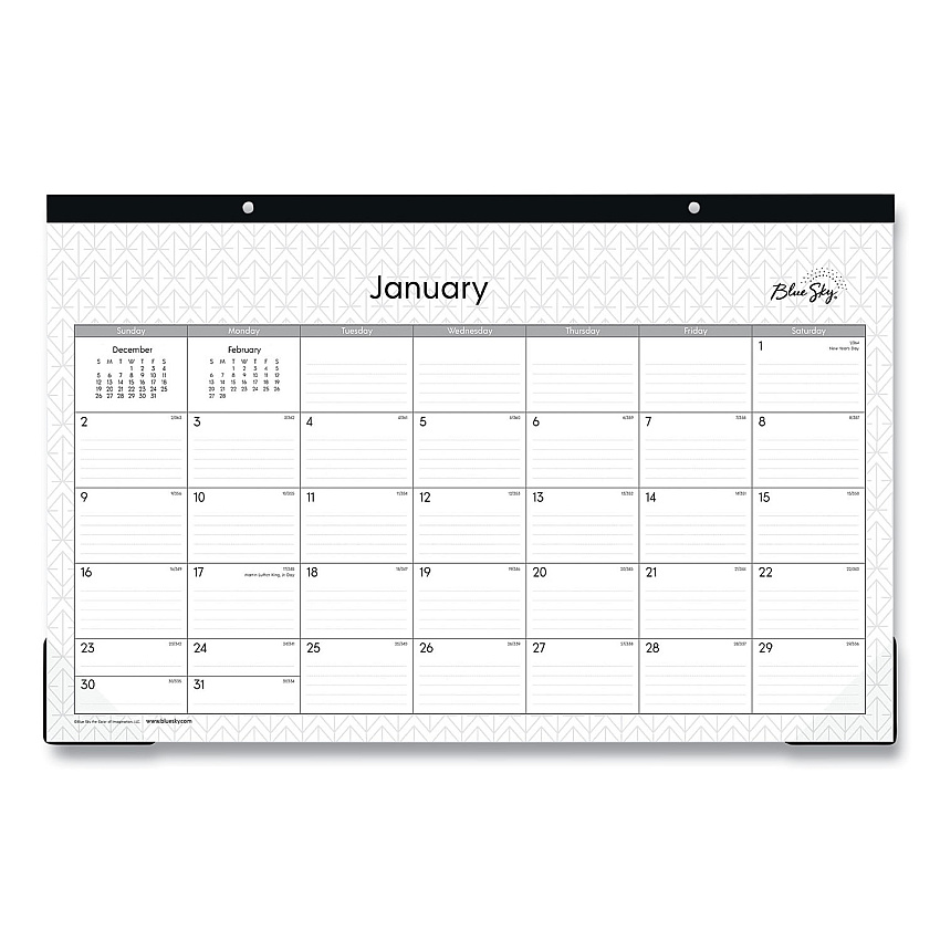 Blue Sky Enterprise Desk Pad, Geometric Artwork, 17 x 11, White/Gray Sheets, Black Binding, Clear Corners, 12-Month (Jan-Dec): 2023 (111293)