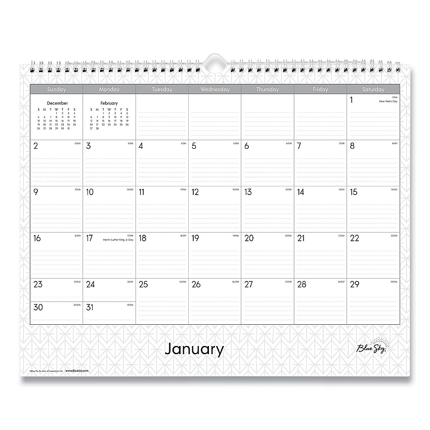 Blue Sky Enterprise Wall Calendar, Enterprise Geometric Artwork, 15 x 12, White/Gray Sheets, 12-Month (Jan to Dec): 2023 (111292)