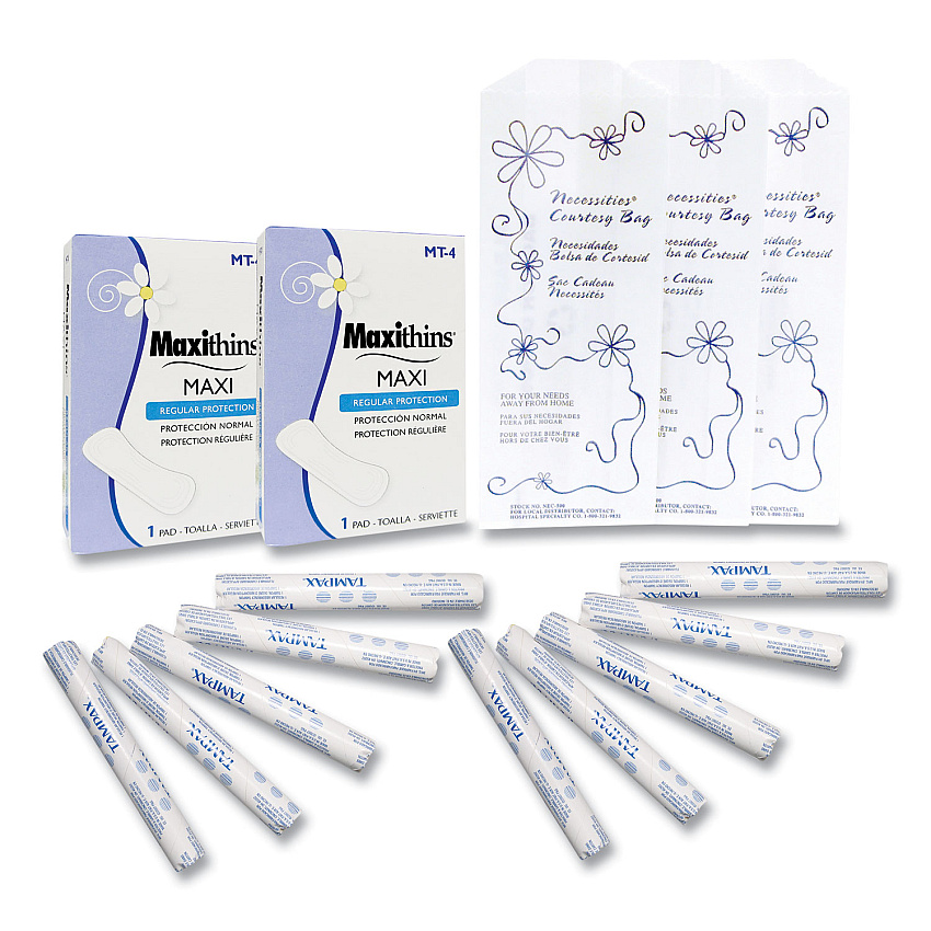 HOSPECO Vended Menstrual Care Refill Kit, 60 Pads, 60 Tampons, 60 Disposable Bags, 180/Carton (MT180)