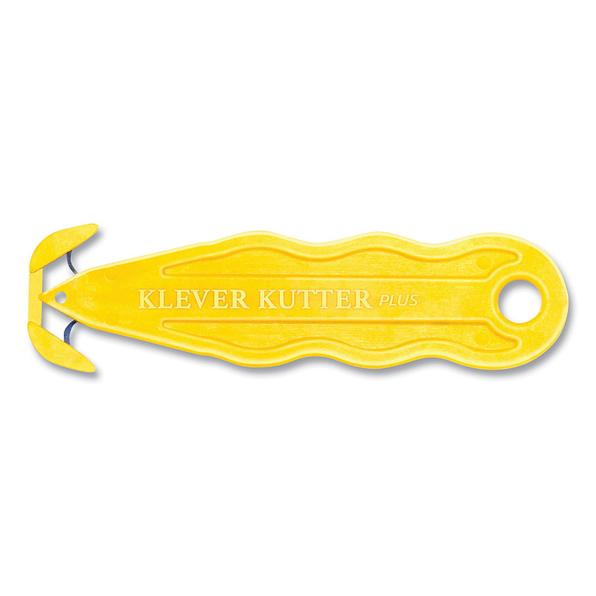 Klever Kutter Kurve Blade Plus Safety Cutter, 5.75" Handle, Yellow, 10/Box (PLS100Y)