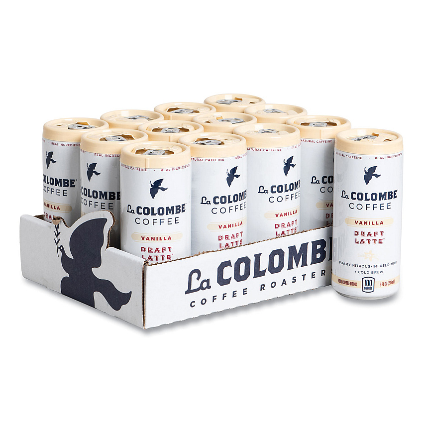 La Colombe Cold Brew Draft Latte, Vanilla, 9 oz Can, 12/Carton (LCT00002)