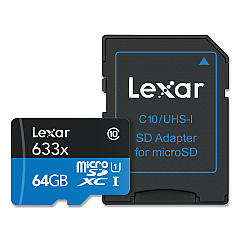 Lexar microSDXC Memory Card, UHS-I U1 Class 10, 64 GB (MI64GBBNL633)