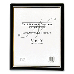 NuDell EZ Mount Document Frame with Trim Accent and Plastic Face, Plastic, 8 x 10 Insert, Black/Gold (10880)