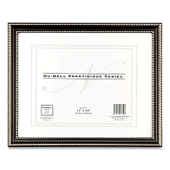 NuDell Prestige Series Executive Document and Photo Frame with Three-Way Mat, Plastic, 11 x 14 Insert, Black/Gold (17602)
