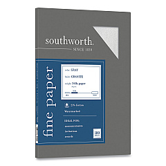 Southworth Granite Specialty Paper, 24 lb Bond Weight, 8.5 x 11, Gray, 100/Box (P914CK)