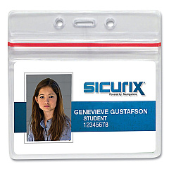 SICURIX Sealable Cardholder, Horizontal, 3.75 x 2.62, Clear, 50/Pack (BAU47830)