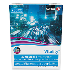 Xerox Vitality Multipurpose Print Paper, 92 Bright, 20 lb Bond Weight, 8.5 x 11, White, 750 Sheets/Ream (3R20195)