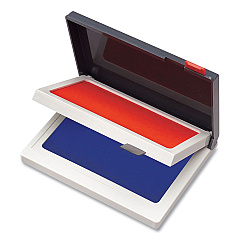 Cosco Two-Color Felt Stamp Pads, 4.25" x 3.75", Blue/Red (090429)