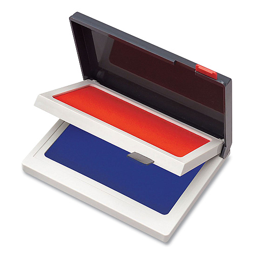 Cosco Two-Color Felt Stamp Pads, 4.25" x 3.75", Blue/Red (090429)