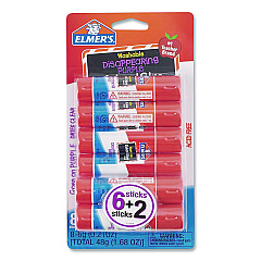 Elmer's Disappearing Purple School Glue Stick, 0.21 oz, Dries Clear, 8/Pack (E1591E1560)