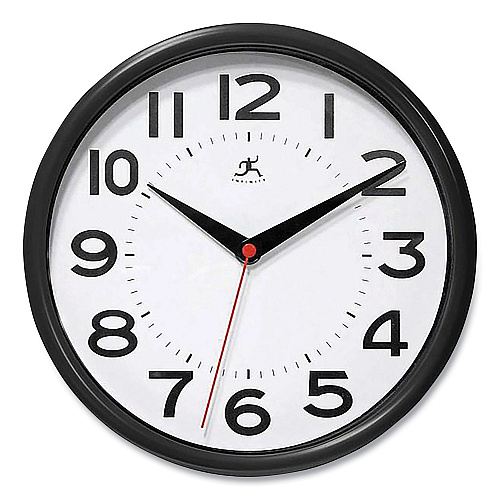 Infinity Instruments Metro Wall Clock, 9" Diameter, Black Case, 1 AA (sold separately) (14220BK3364)