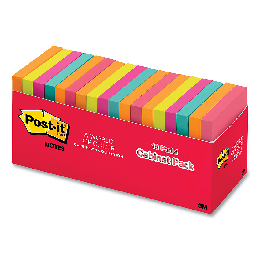 Post-it Dispenser Notes Original Pop-up Refill Cabinet Pack, 3" x 3", Poptimistic Collection Colors, 100 Sheets/Pad, 18 Pads/Pack (R33018CTCP)