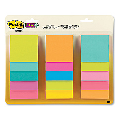Post-it Notes Super Sticky Pad Collection Assortment Pack, 3" x 3", Energy Boost and Supernova Neon Color Collections, 45 Sheets/Pad, 15 Pads/Pack (65415SSMLTI2)