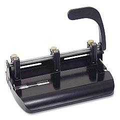 Officemate 32-Sheet Heavy-Duty Two-Three-Hole Punch with Lever Handle, 9/32" Holes, Black (90078)