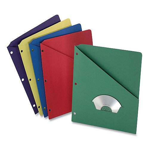 Pendaflex Slash Pocket Project Folders, 3-Hole Punched, Straight Tab, Letter Size, Assorted, 25/Pack (32940PK)