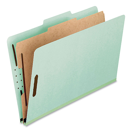 Pendaflex Four-, Six-, and Eight-Section Pressboard Classification Folders, 1 Divider, Embedded Fasteners, Legal Size, Red, 10/Box (17175EE)