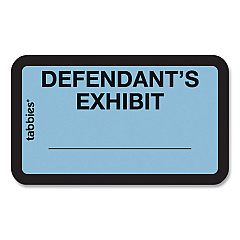 Tabbies Legal Exhibit Labels, Defendant's Exhibit, 1.63 x 1, Blue, 9/Sheet, 28 Sheets/Pack, 252 Labels/Pack (58093)