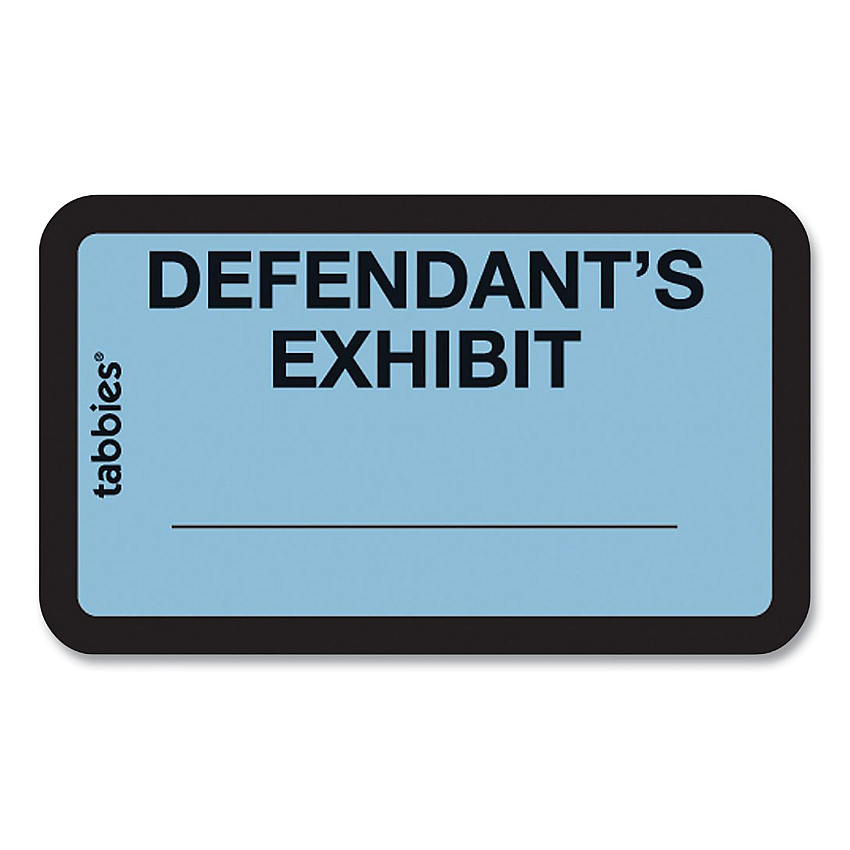 Tabbies Legal Exhibit Labels, Defendant's Exhibit, 1.63 x 1, Blue, 9/Sheet, 28 Sheets/Pack, 252 Labels/Pack (58093)