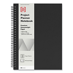 TRU RED Wirebound Soft-Cover Project-Planning Notebook, 1 Subject, Project-Management Format, Black Cover, 9.5 x 6.5, 80 Sheets (24377281)