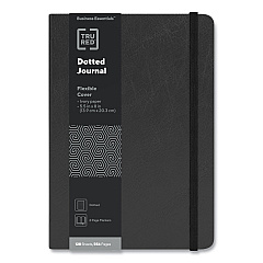 TRU RED Flexible-Cover Business Journal, Elastic Closure, 1 Subject, Dotted Rule, Black Cover, 8 x 5.5, 128 Sheets (24377283)