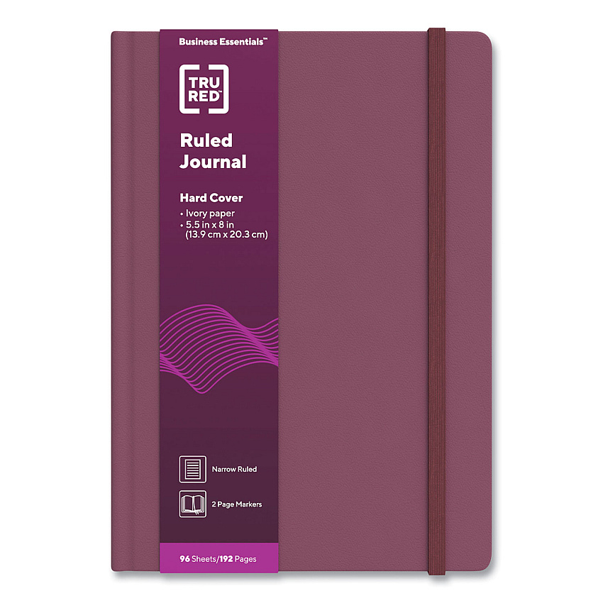 TRU RED Hardcover Business Journal, 1 Subject, Narrow Rule, Purple Cover, 8 x 5.5, 96 Sheets (24383515)