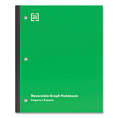 TRU RED Wireless One-Subject Notebook, Quadrille Rule, Green Cover, (80) 11 x 8.5 Sheets (24423015)