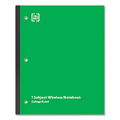 TRU RED Wireless One-Subject Notebook, Medium/College Rule, Green Cover, (80) 11 x 8.5 Sheets (24423025)