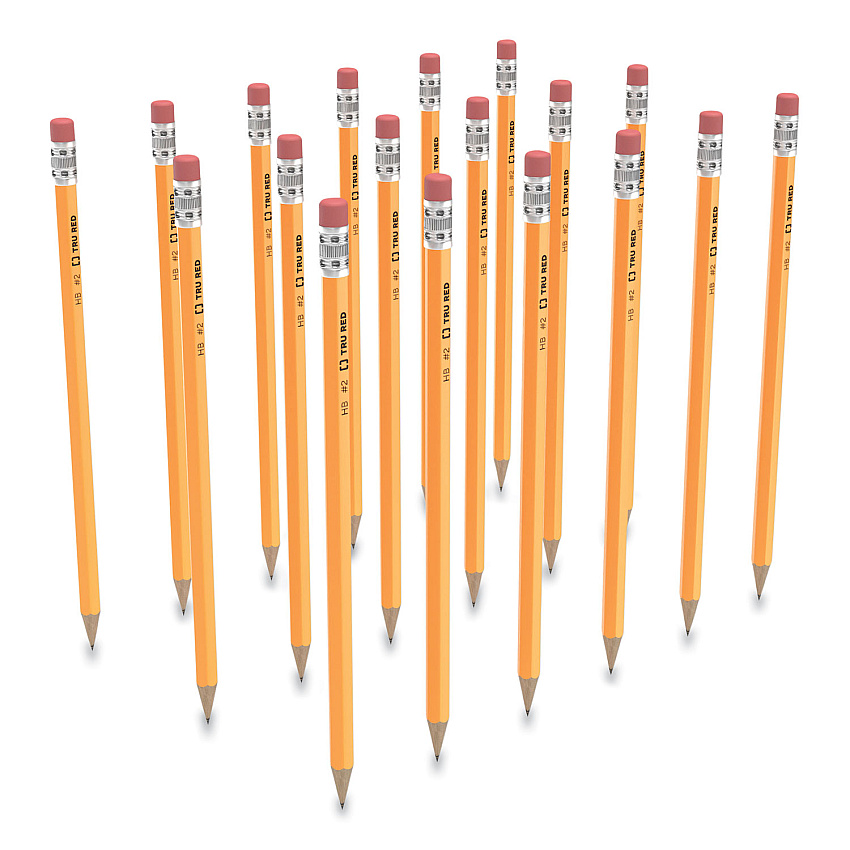 TRU RED Pre-Sharpened Wooden Pencil, HB (#2), Black Lead, Yellow Barrel, 48/Pack (24424025)