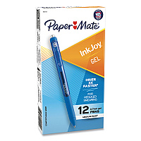 Paper Mate InkJoy Gel Pen, Retractable, Medium 0.7 mm, Blue Ink, Blue Barrel, Dozen (1951721)